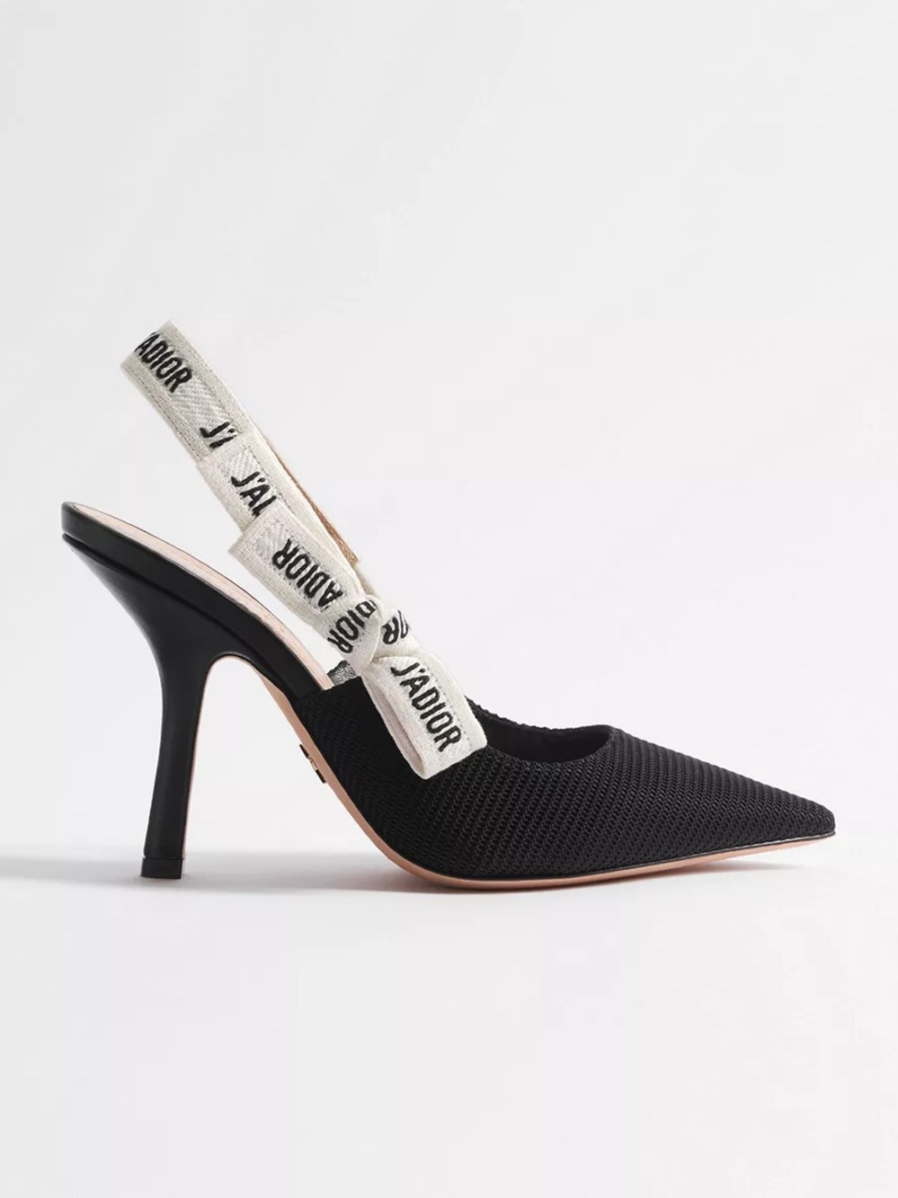 Dior J'Adior Slingback Fabric & Ribbon Pumps in Black